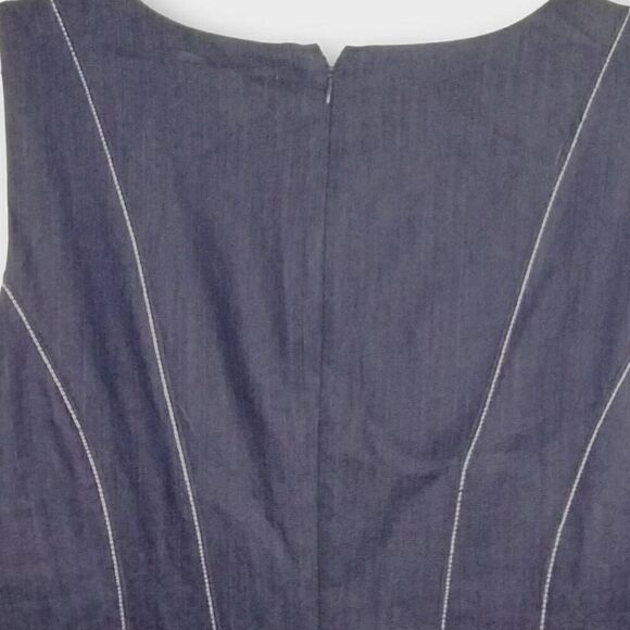 NY&Company Womens Dress Sz 16 Navy Sheath Stretch Professor Cottagecore Business - Picture 3 of 7